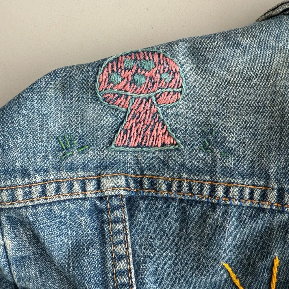 Wrangler VTG Made in USA Black Label Hand Embroidered Hippie Trucker Jacket M‎ - Picture 6 of 14